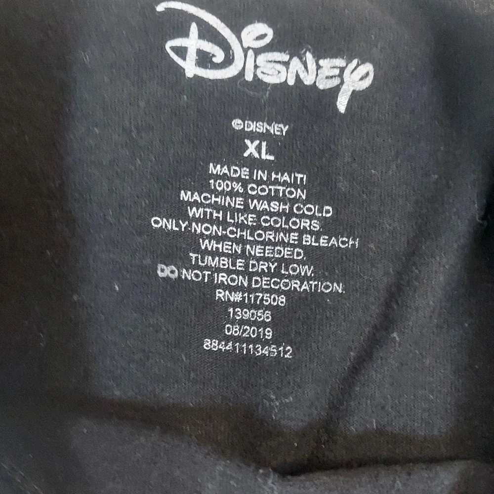Disney Mickey Mouse Long Sleeve Graphic‎ Tee Black Mens XL Checkerboard Sleeve